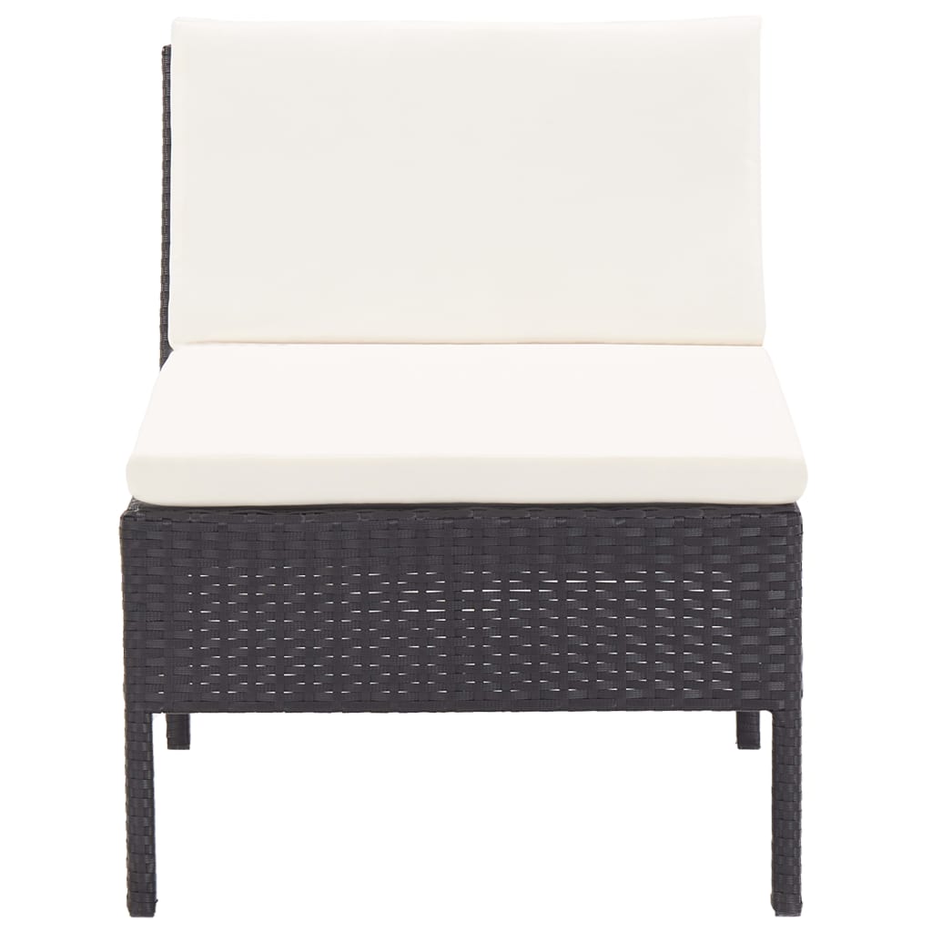 Salon de jardin 6 pcs avec coussins résine tressée noir - XIOS