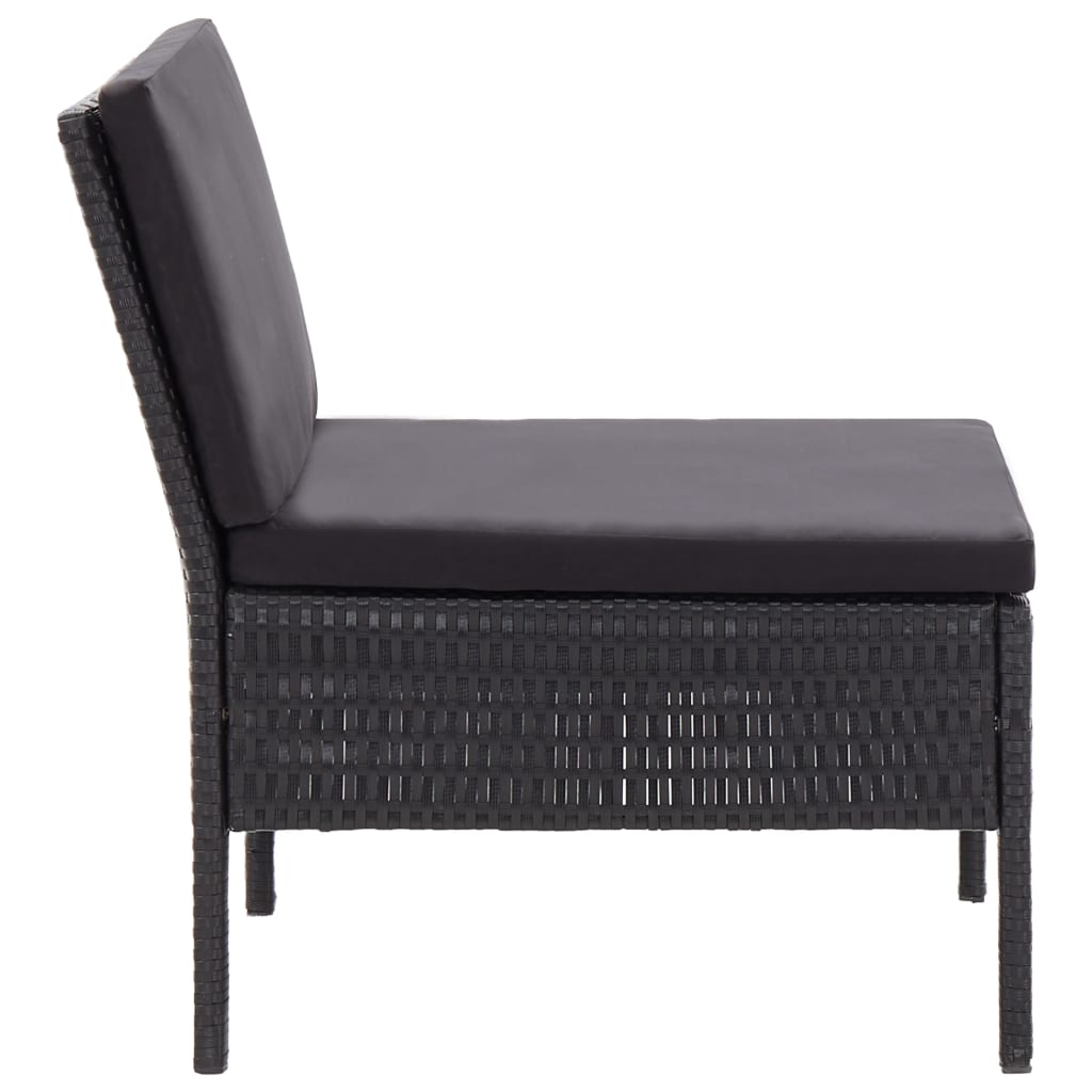 Salon de jardin 6 pcs avec coussins résine tressée noir - XIOS