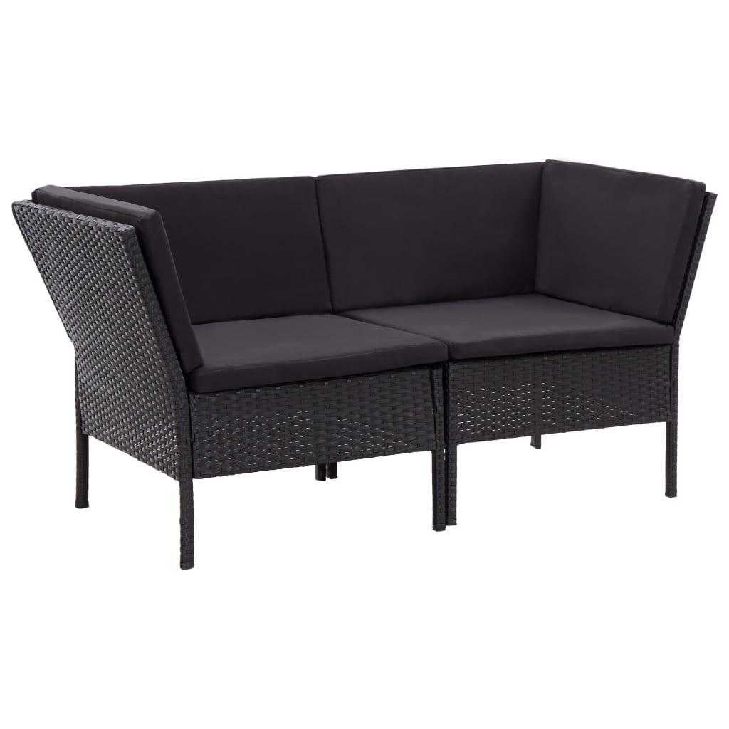 Salon de jardin 6 pcs avec coussins résine tressée noir - XIOS