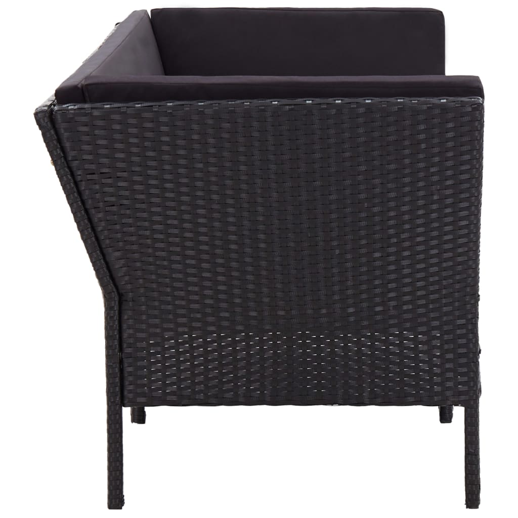 Salon de jardin 6 pcs avec coussins résine tressée noir - XIOS