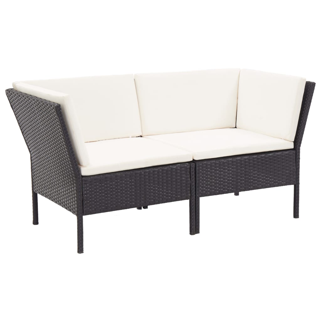 Salon de jardin 8 pcs avec coussins résine tressée noir - XIOS