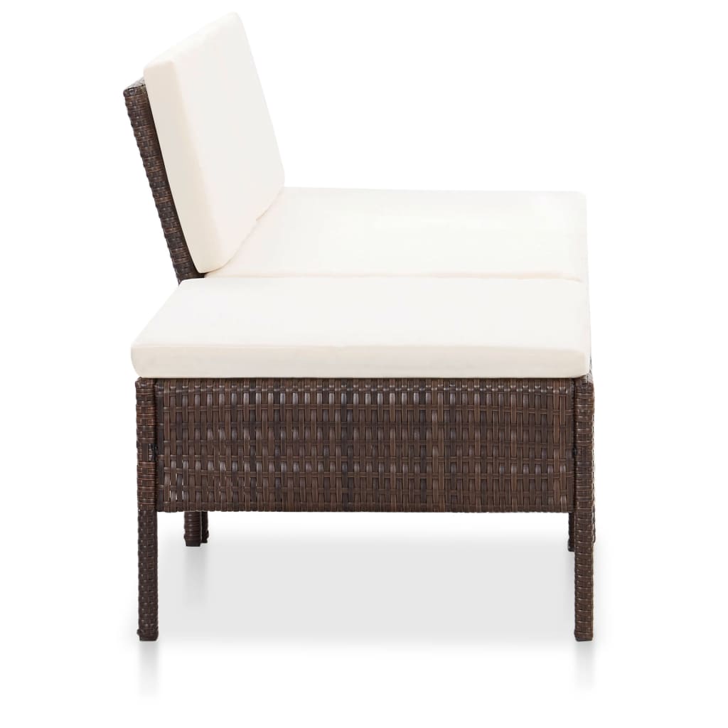 Salon de jardin 3 pcs avec coussins Résine tressée Marron - XIOS