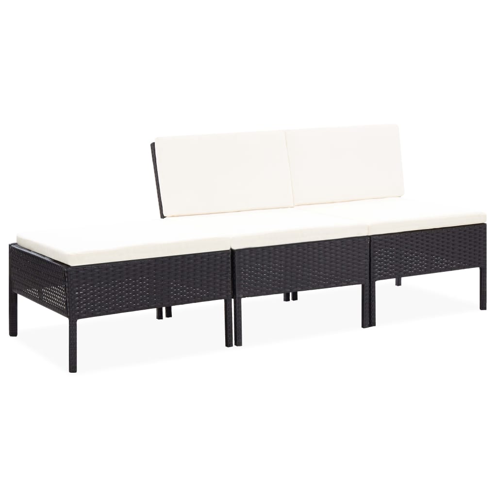 Salon de jardin 3 pcs avec coussins Résine tressée Noir - XIOS