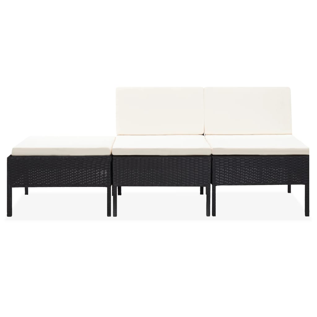 Salon de jardin 3 pcs avec coussins Résine tressée Noir - XIOS