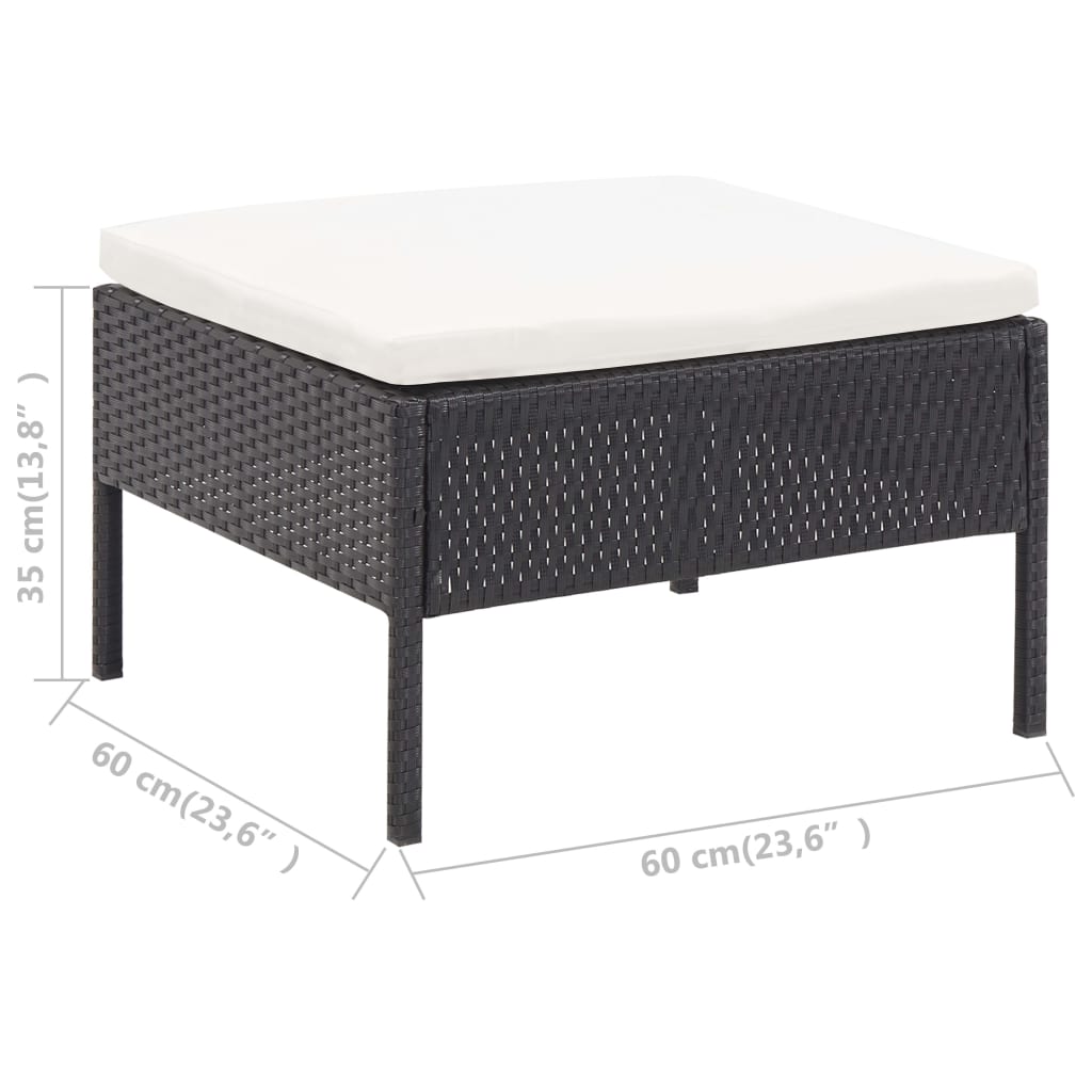 Salon de jardin 3 pcs avec coussins Résine tressée Noir - XIOS