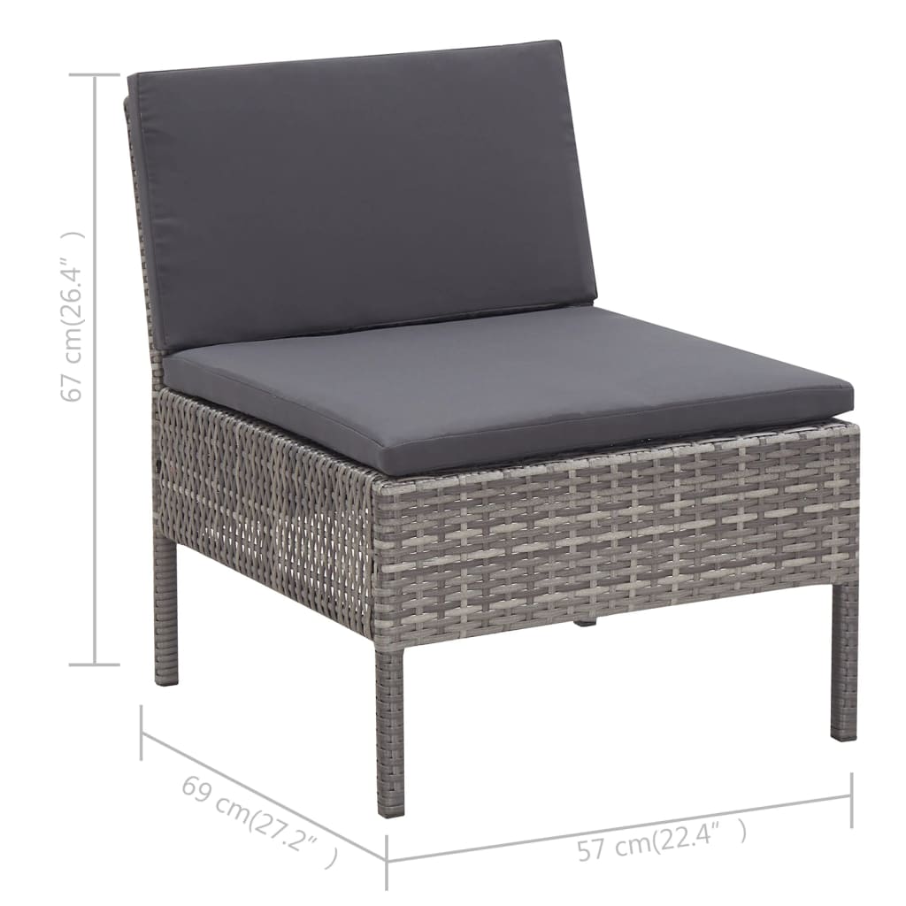 Salon de jardin 3 pcs avec coussins Résine tressée Gris - XIOS