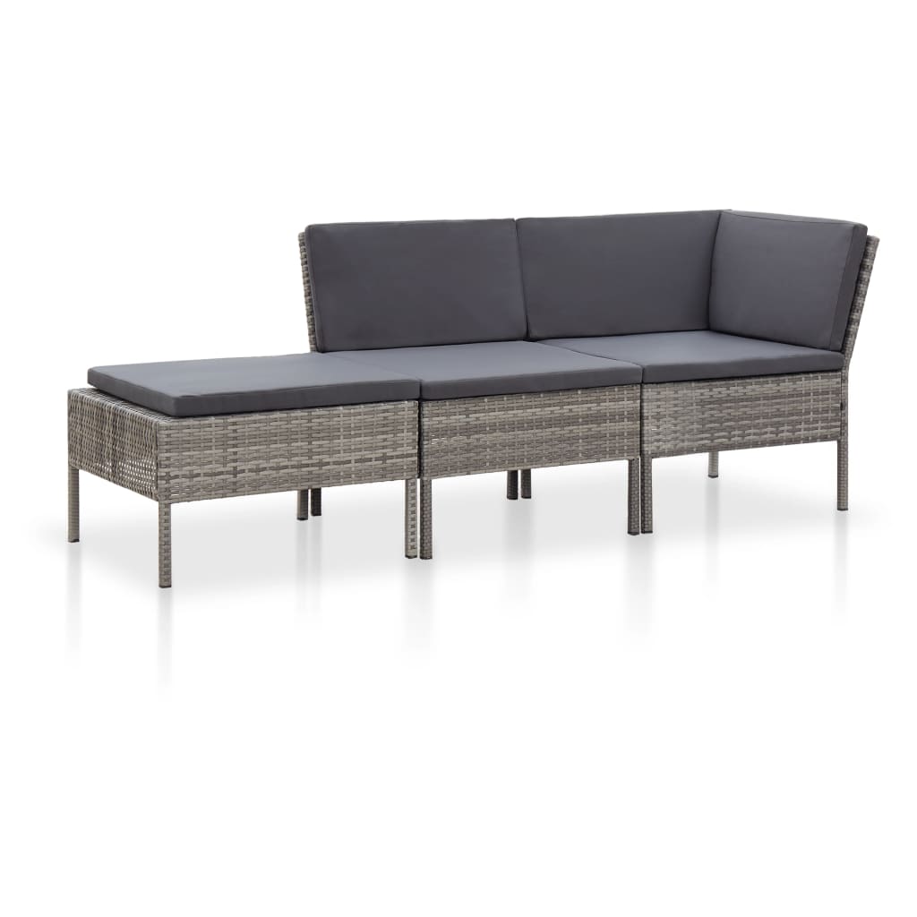 Salon de jardin 3 pcs avec coussins Résine tressée Gris - XIOS