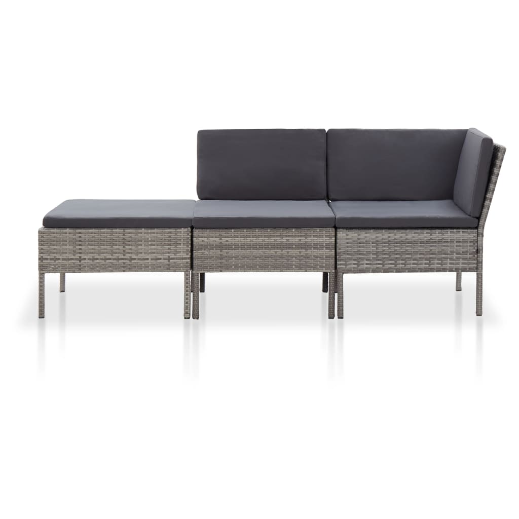 Salon de jardin 3 pcs avec coussins Résine tressée Gris - XIOS