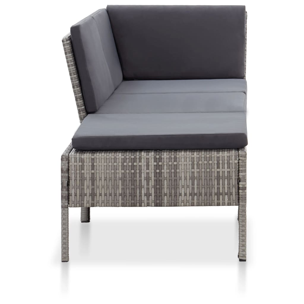 Salon de jardin 3 pcs avec coussins Résine tressée Gris - XIOS