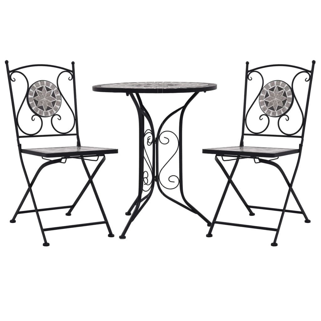 Mobilier de bistro 3 pcs mosaïque Carreaux céramiques Gris