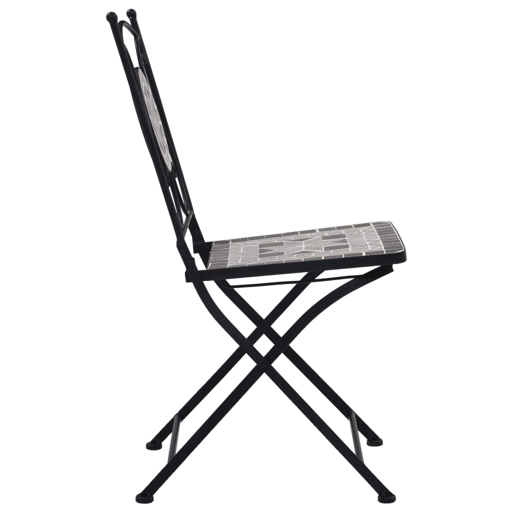 Mobilier de bistro 3 pcs mosaïque Carreaux céramiques Gris