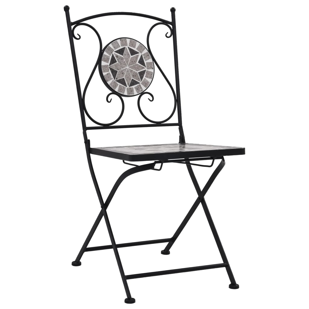 Mobilier de bistro 3 pcs mosaïque Carreaux céramiques Gris