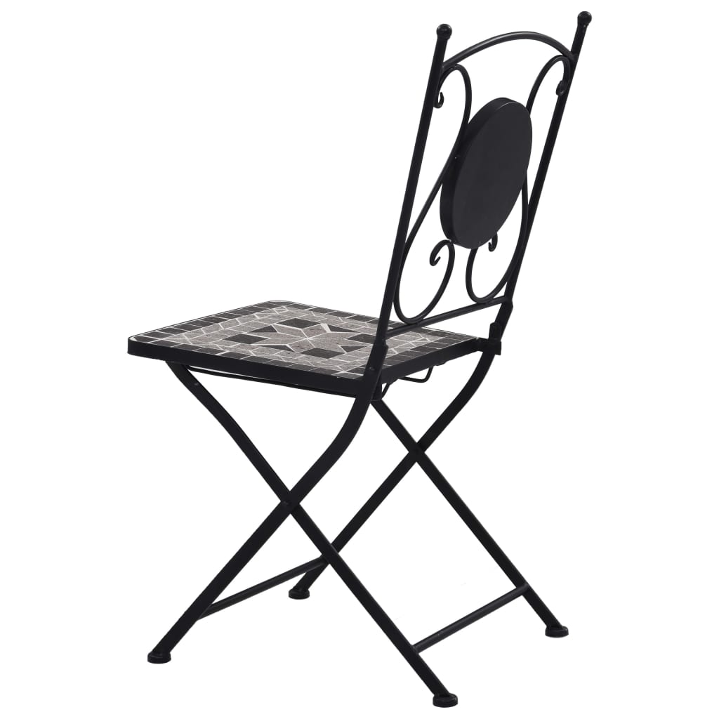 Mobilier de bistro 3 pcs mosaïque Carreaux céramiques Gris