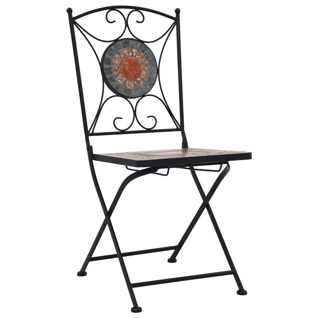 Ensemble de bistro 3 pcs mosaïque Carreau céramique Orange/Gris