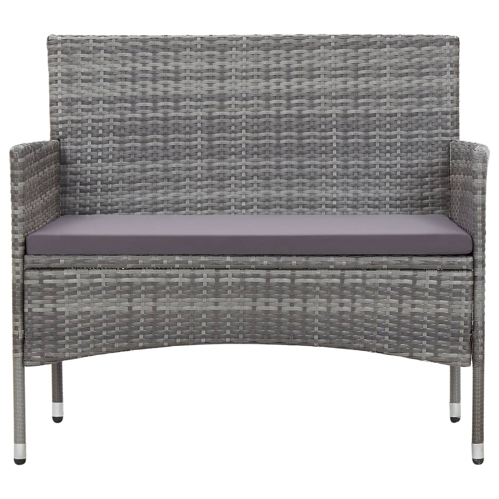 Salon de jardin 4 pcs avec coussins résine tressée gris Salons de jardin vidaXL