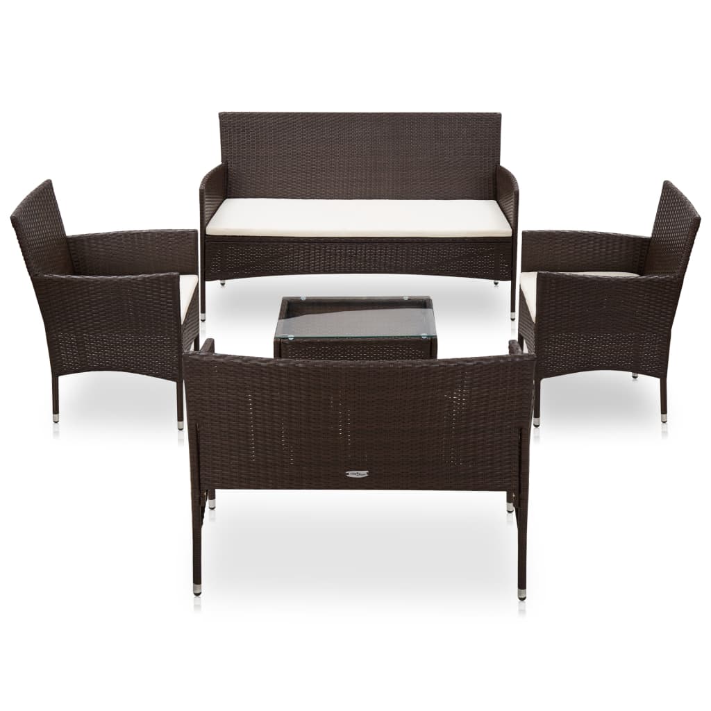 Salon de jardin 5 pcs avec coussins Résine tressée Marron - XIOS