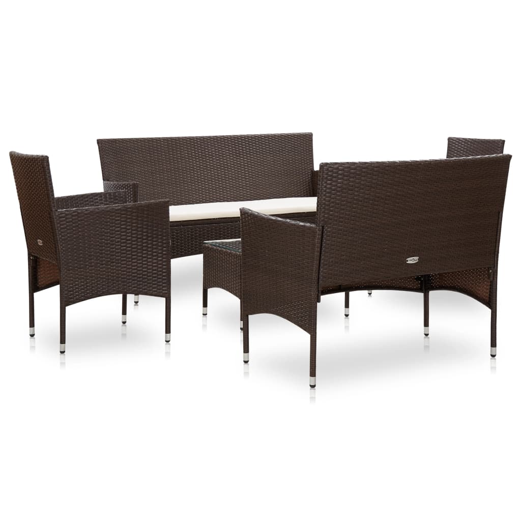 Salon de jardin 5 pcs avec coussins Résine tressée Marron - XIOS