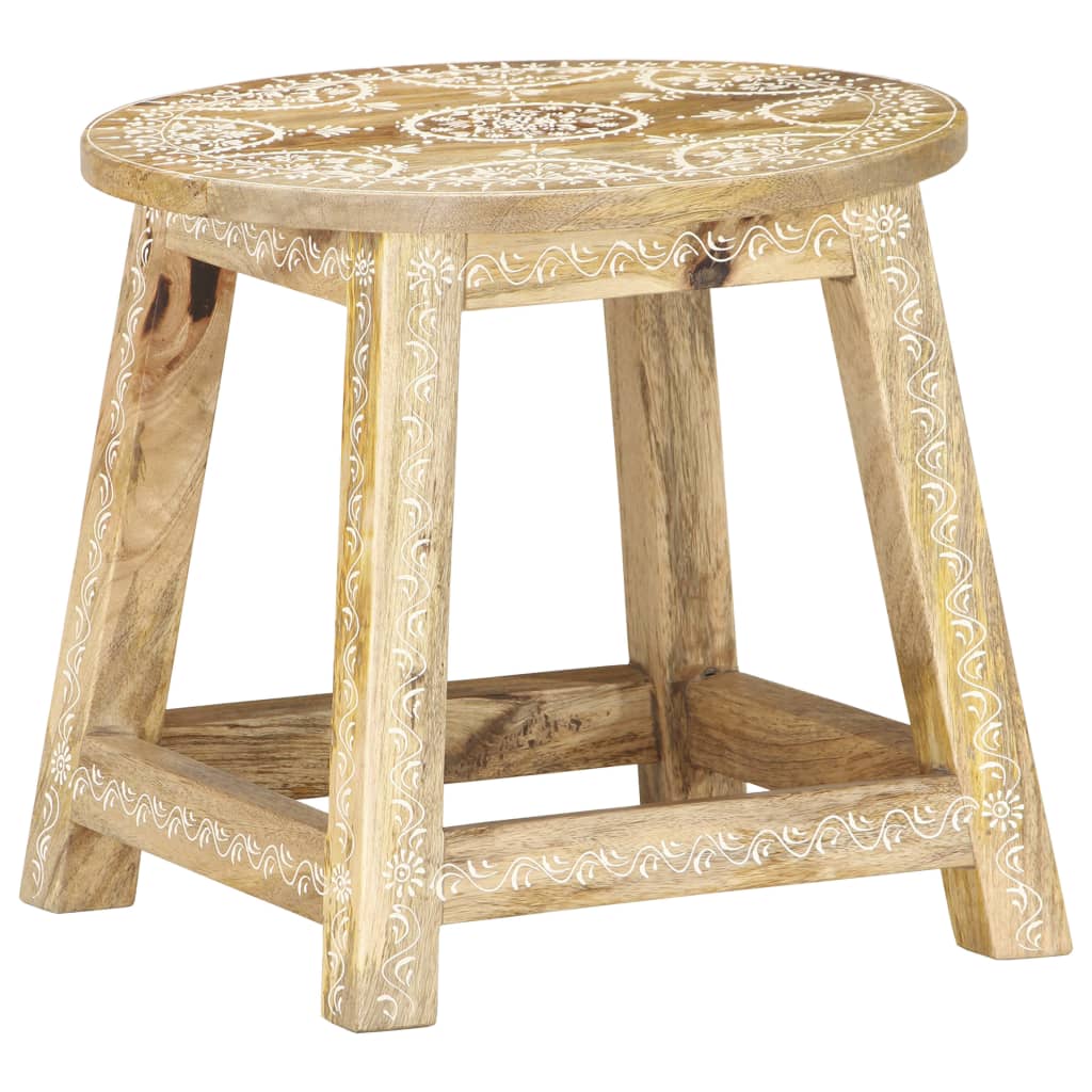 Tabouret peint à la main 38x38x35 cm Bois de manguier solide - XIOS