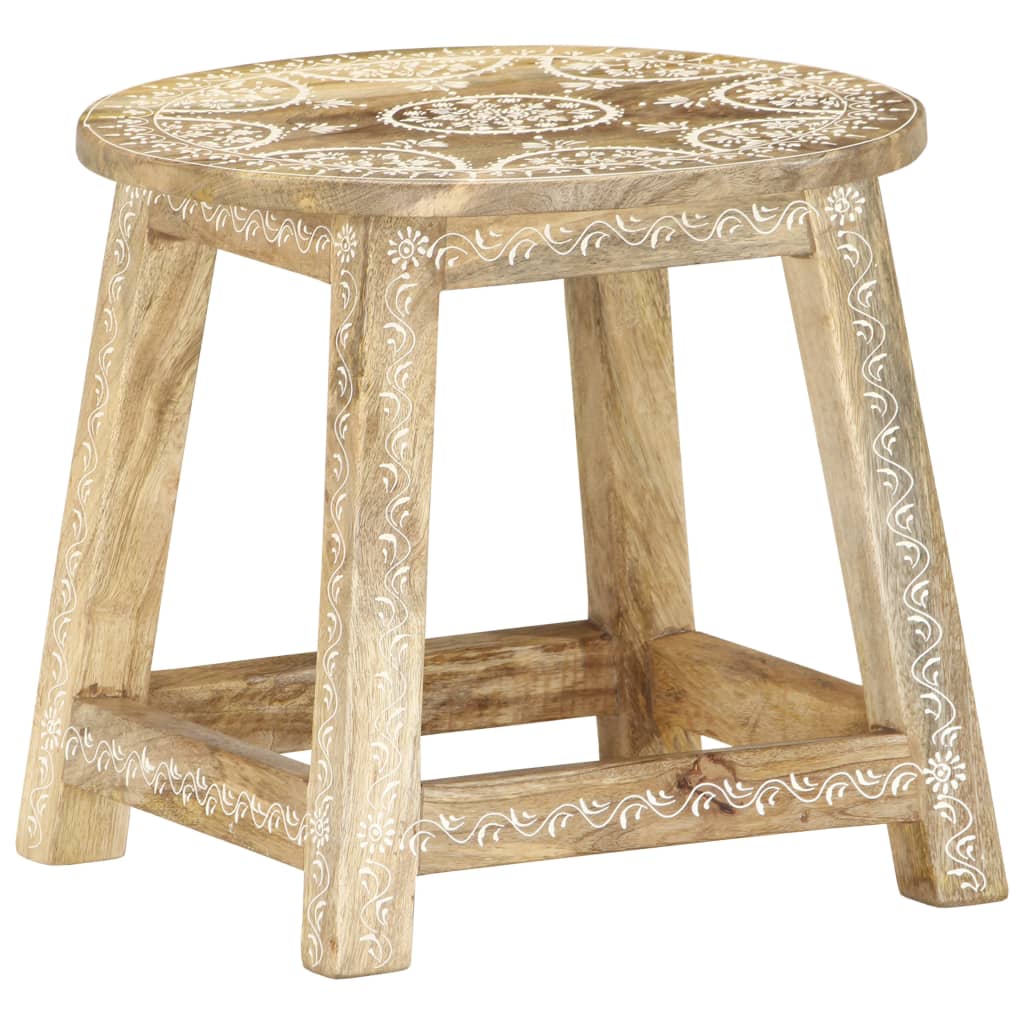 Tabouret peint à la main 38x38x35 cm Bois de manguier solide - XIOS