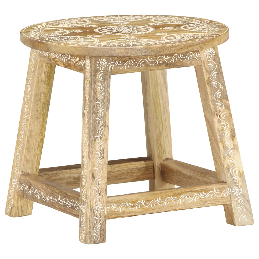 Tabouret peint à la main 38x38x35 cm Bois de manguier solide - XIOS