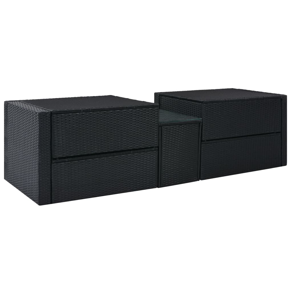 Salon de jardin 5 pcs avec coussins résine tressée noir - XIOS
