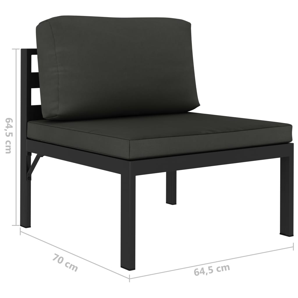 Salon de jardin 3 pcs avec coussins Aluminium Anthracite - XIOS