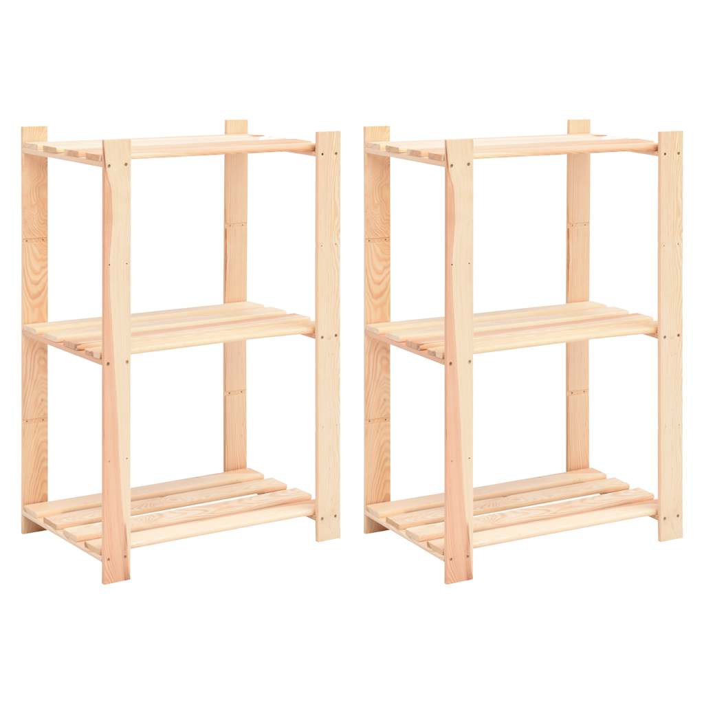 Étagères de rangement à 3 niveaux 2 pcs 60x38x90 cm Pin 150 kg - XIOS