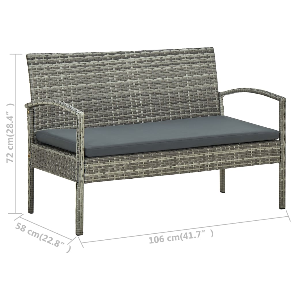 Salon de jardin 4 pcs avec coussins résine tressée gris - XIOS