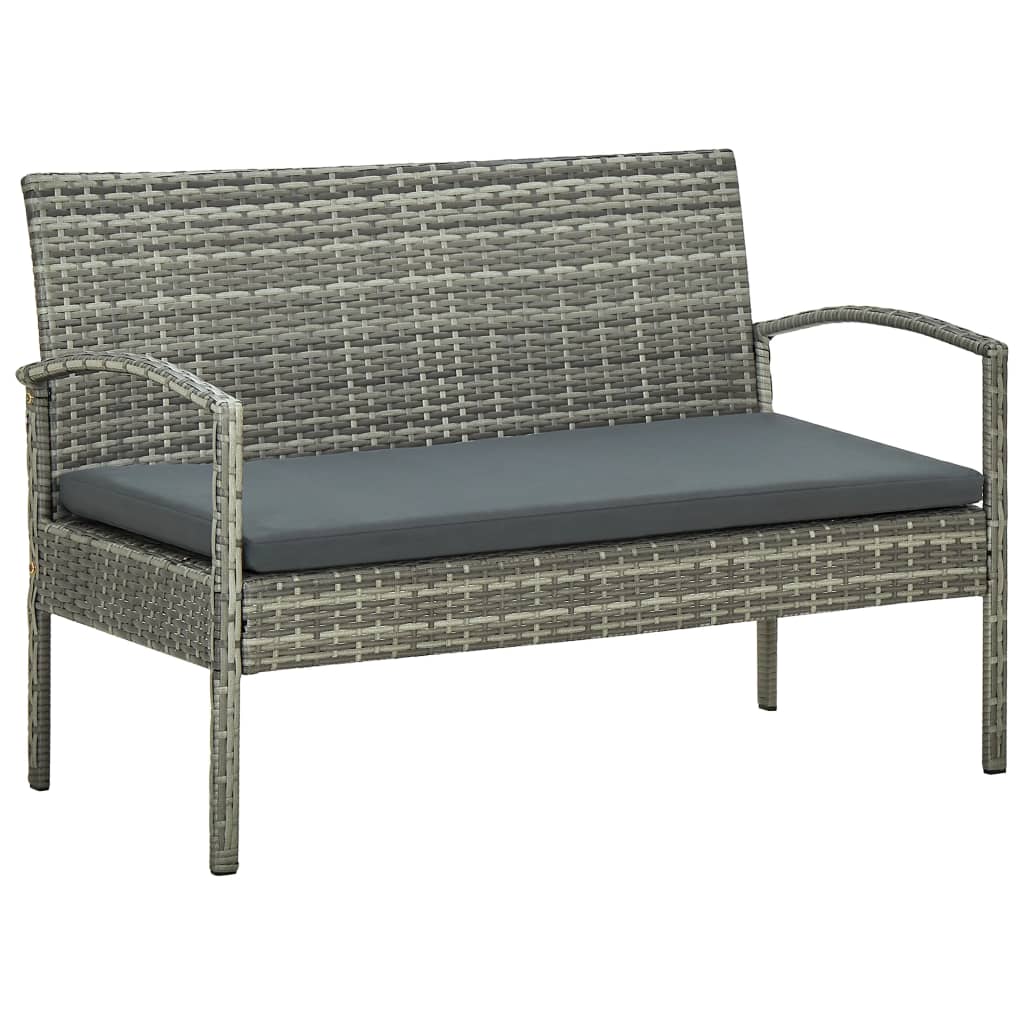 Salon de jardin 4 pcs avec coussins résine tressée gris - XIOS