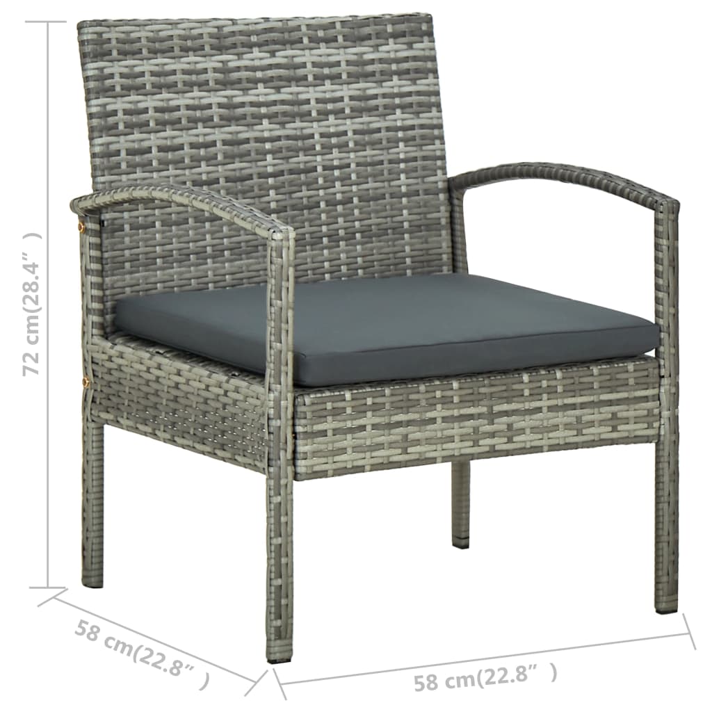 Salon de jardin 4 pcs avec coussins résine tressée gris - XIOS