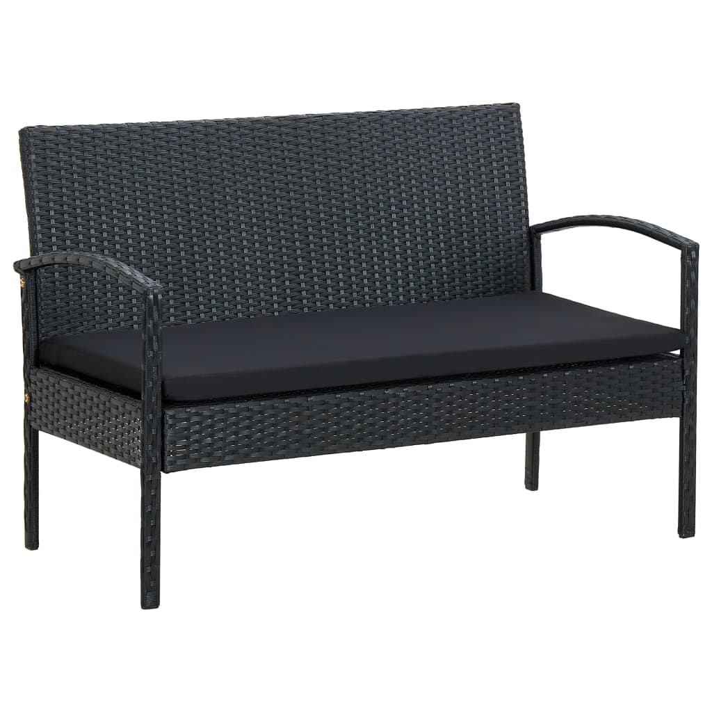 Salon de jardin 4 pcs avec coussins Résine tressée Noir - XIOS