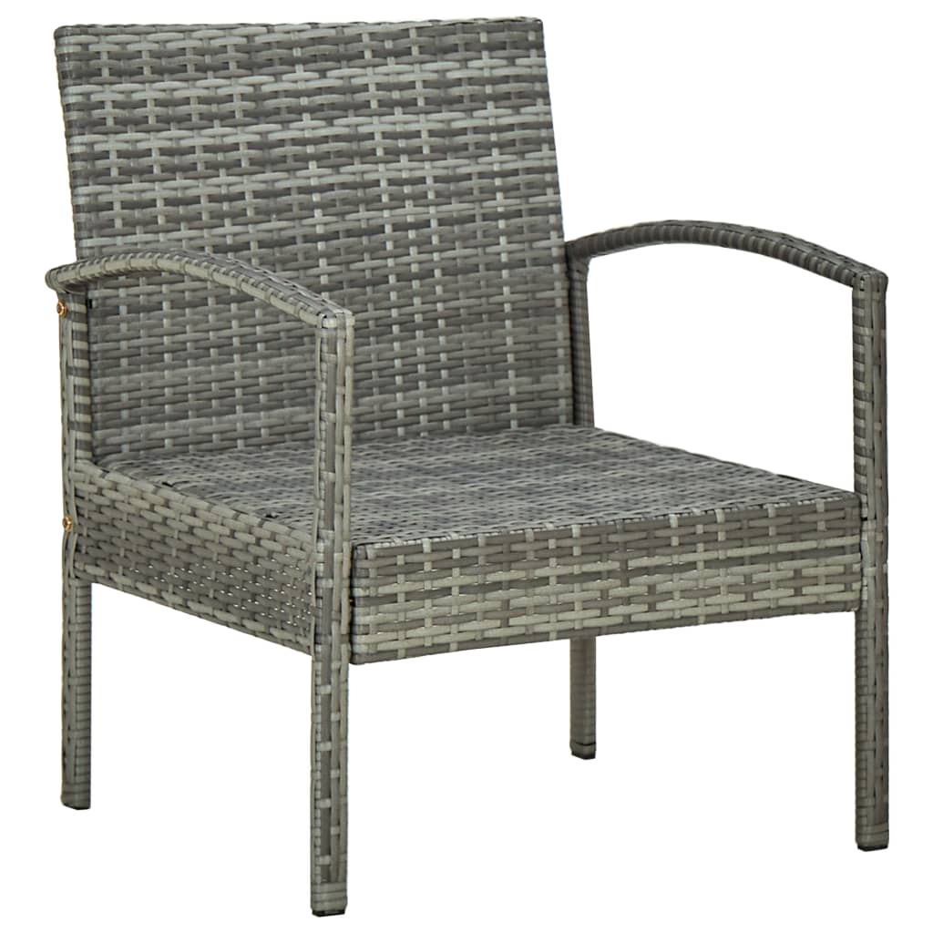 Ensemble de bistro 3 pcs avec coussins Résine tressée Gris - XIOS