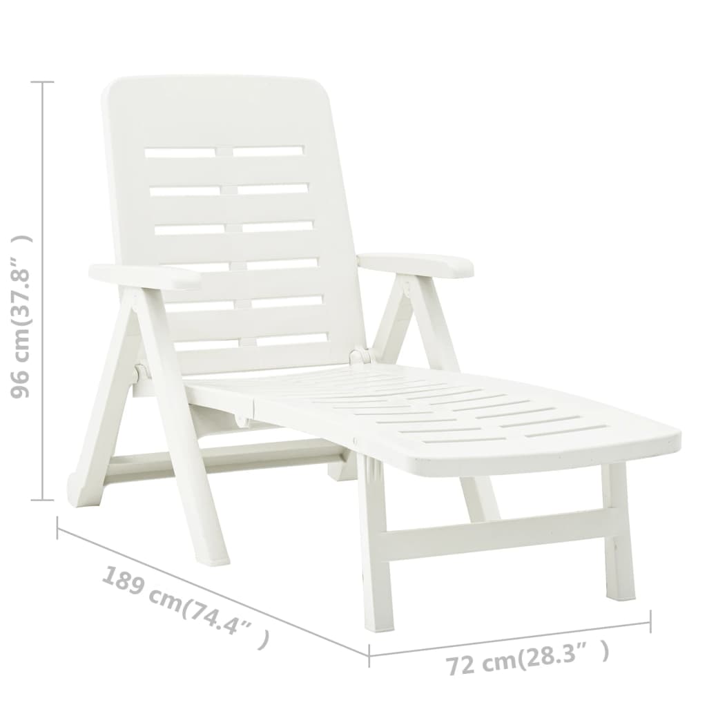 Chaise longue pliable Plastique Blanc Bains de soleil vidaXL