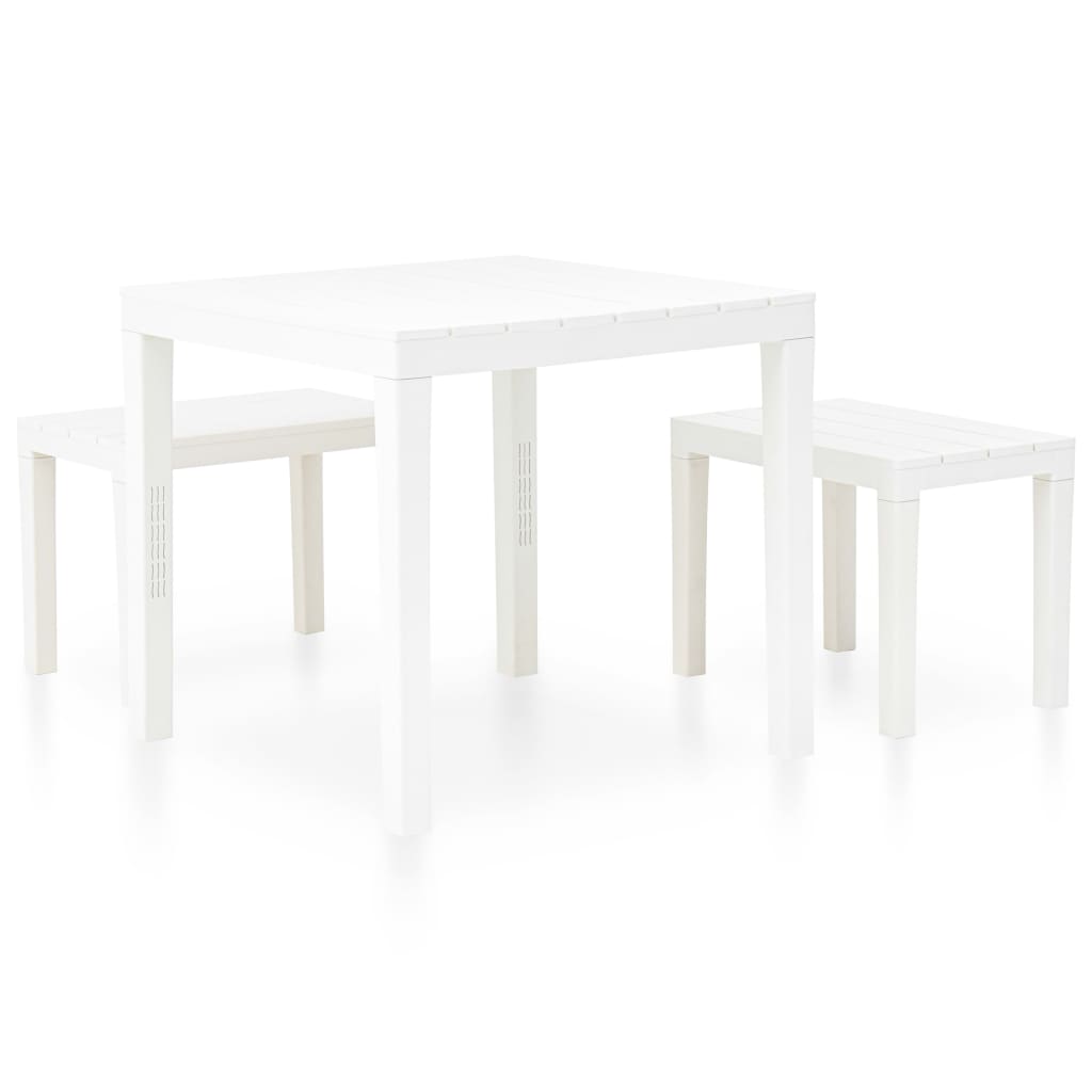 Table de jardin avec 2 bancs Plastique Blanc Salons de jardin vidaXL