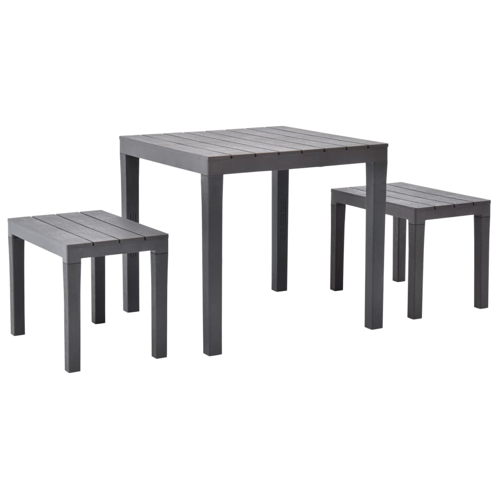 Table de jardin avec 2 bancs Plastique Marron Salons de jardin vidaXL