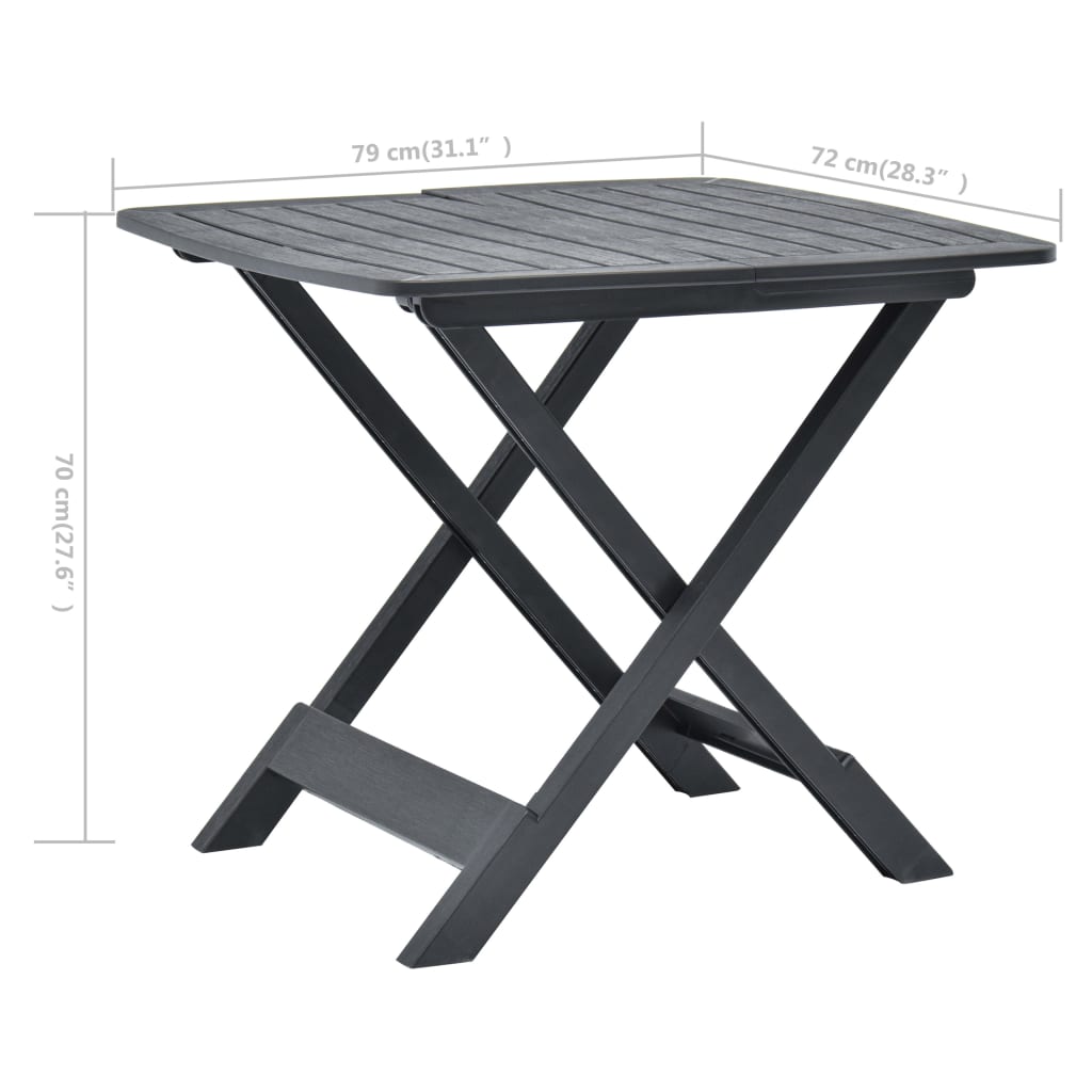 Table pliable de jardin Anthracite 79x72x70 cm Plastique Tables de jardin vidaXL