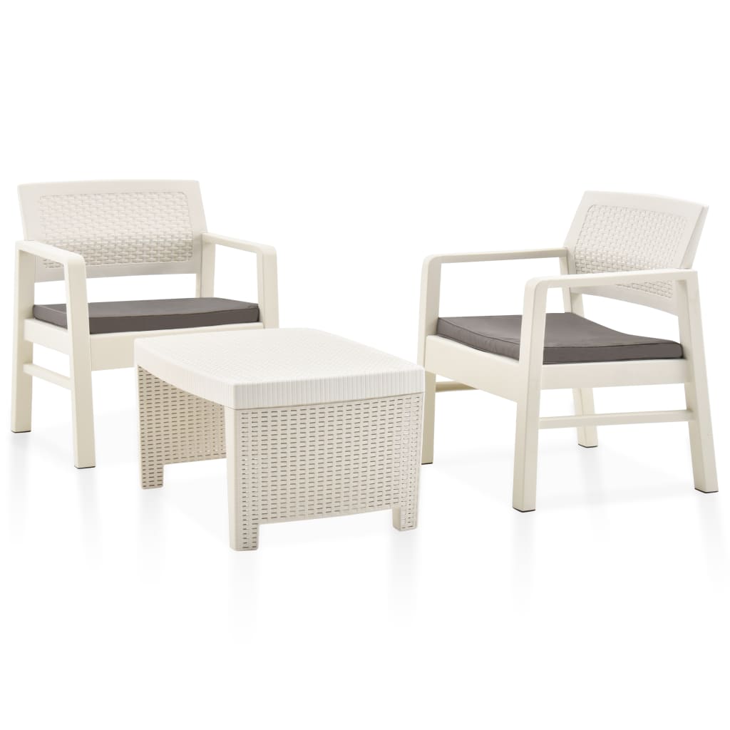 Salon de jardin 3 pcs Plastique Blanc Salons de jardin vidaXL