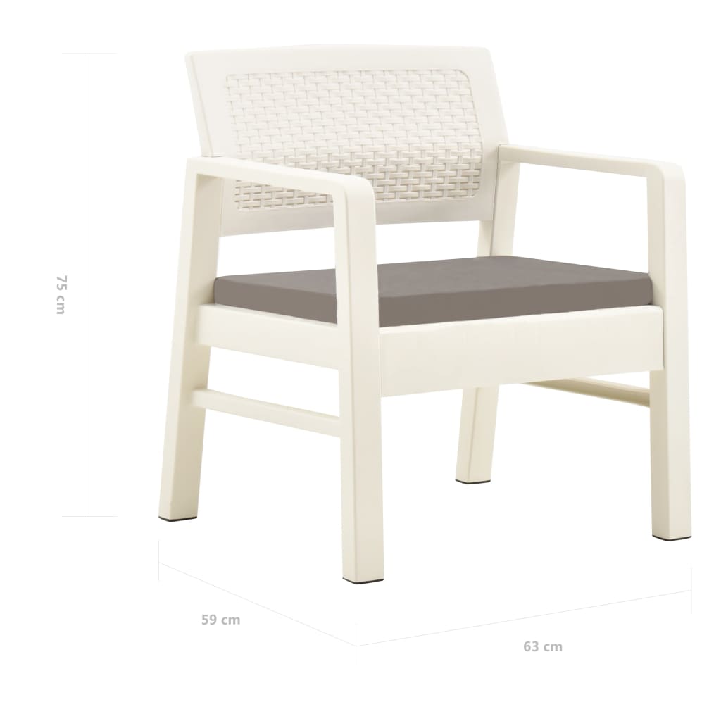 Salon de jardin 3 pcs Plastique Blanc Salons de jardin vidaXL