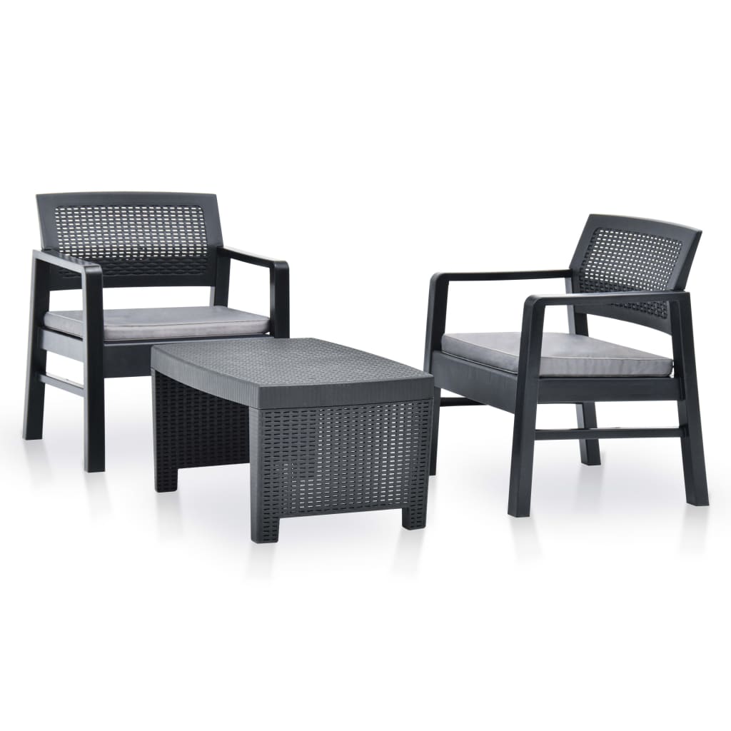 Salon de jardin 3 pcs Plastique Anthracite - XIOS