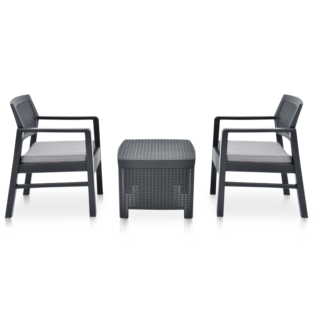 Salon de jardin 3 pcs Plastique Anthracite - XIOS