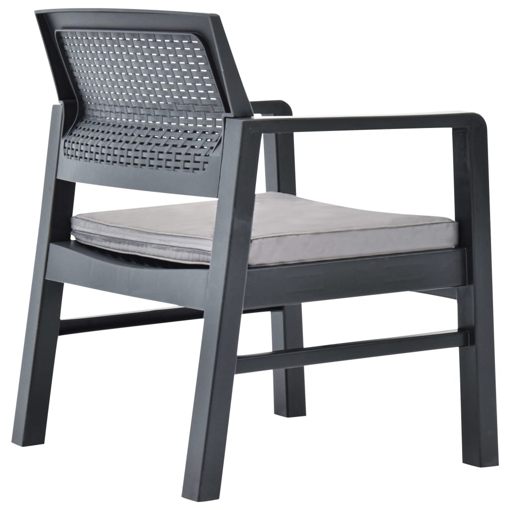 Salon de jardin 3 pcs Plastique Anthracite - XIOS