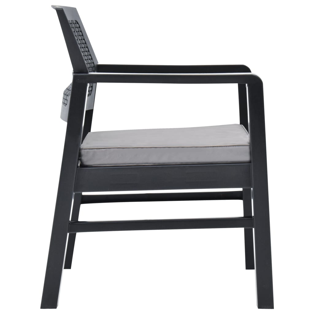 Salon de jardin 3 pcs Plastique Anthracite - XIOS