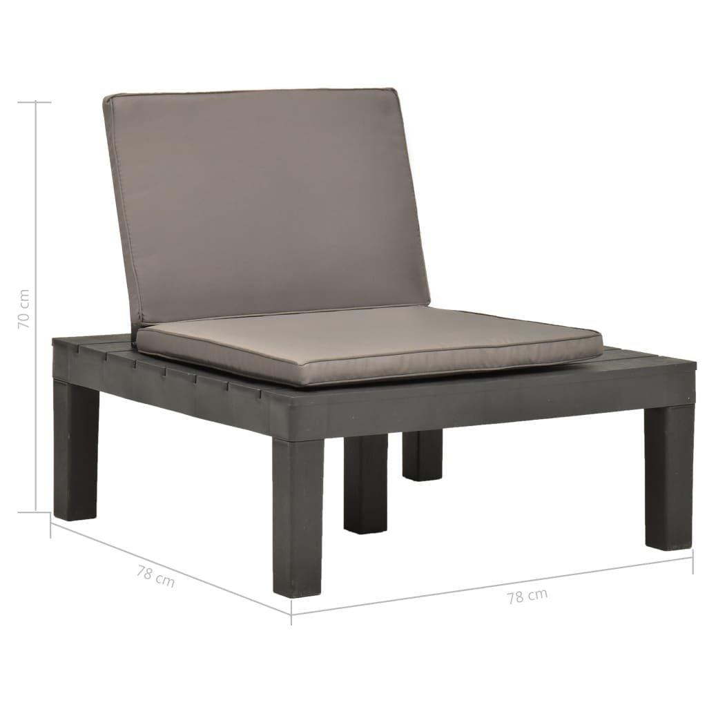 Chaise de salon de jardin avec coussin Plastique Anthracite Chaises de jardin vidaXL