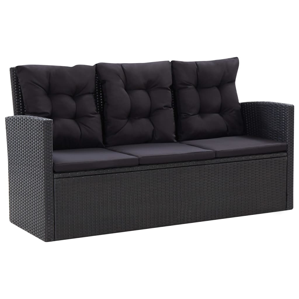 Salon de jardin 6 pcs avec coussins Résine tressée Noir - XIOS