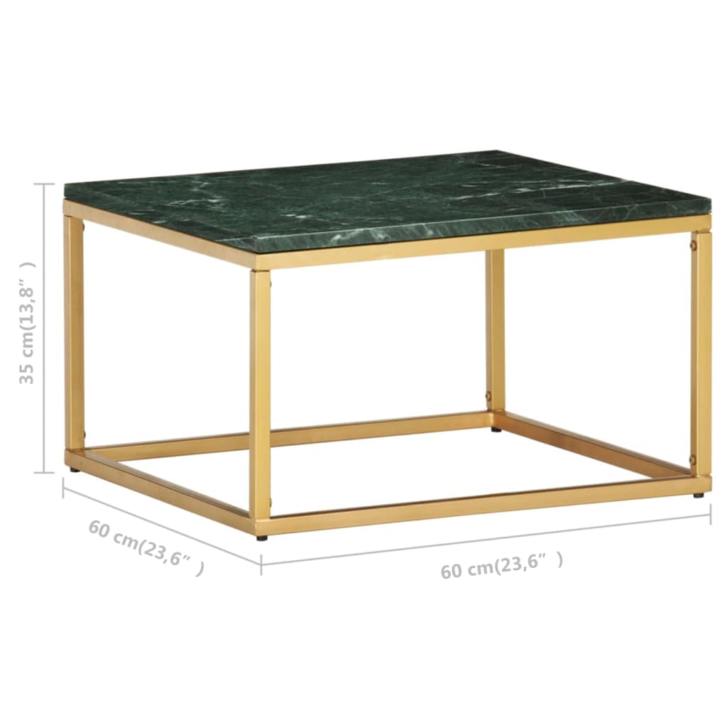 Table basse Vert 60x60x35 cm Pierre véritable et texture marbre - XIOS