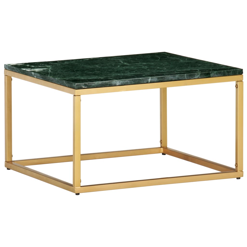 Table basse Vert 60x60x35 cm Pierre véritable et texture marbre - XIOS