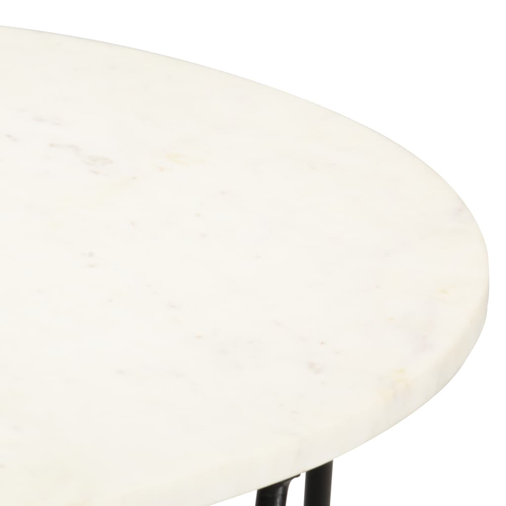 Table basse Blanc 65x65x42 cm Pierre véritable texture marbre - XIOS