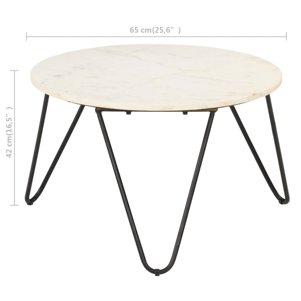 Table basse Blanc 65x65x42 cm Pierre véritable texture marbre - XIOS