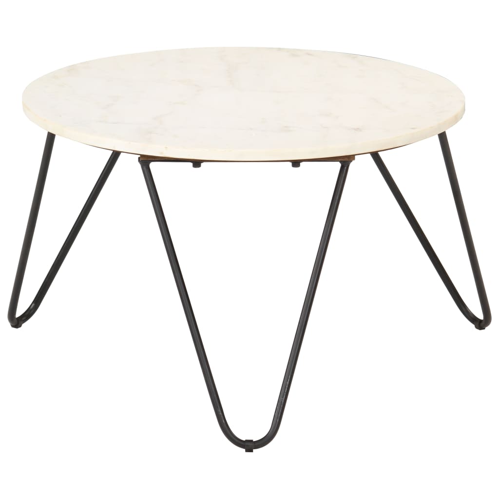 Table basse Blanc 65x65x42 cm Pierre véritable texture marbre - XIOS