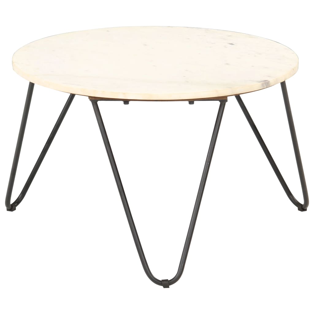 Table basse Blanc 65x65x42 cm Pierre véritable texture marbre - XIOS